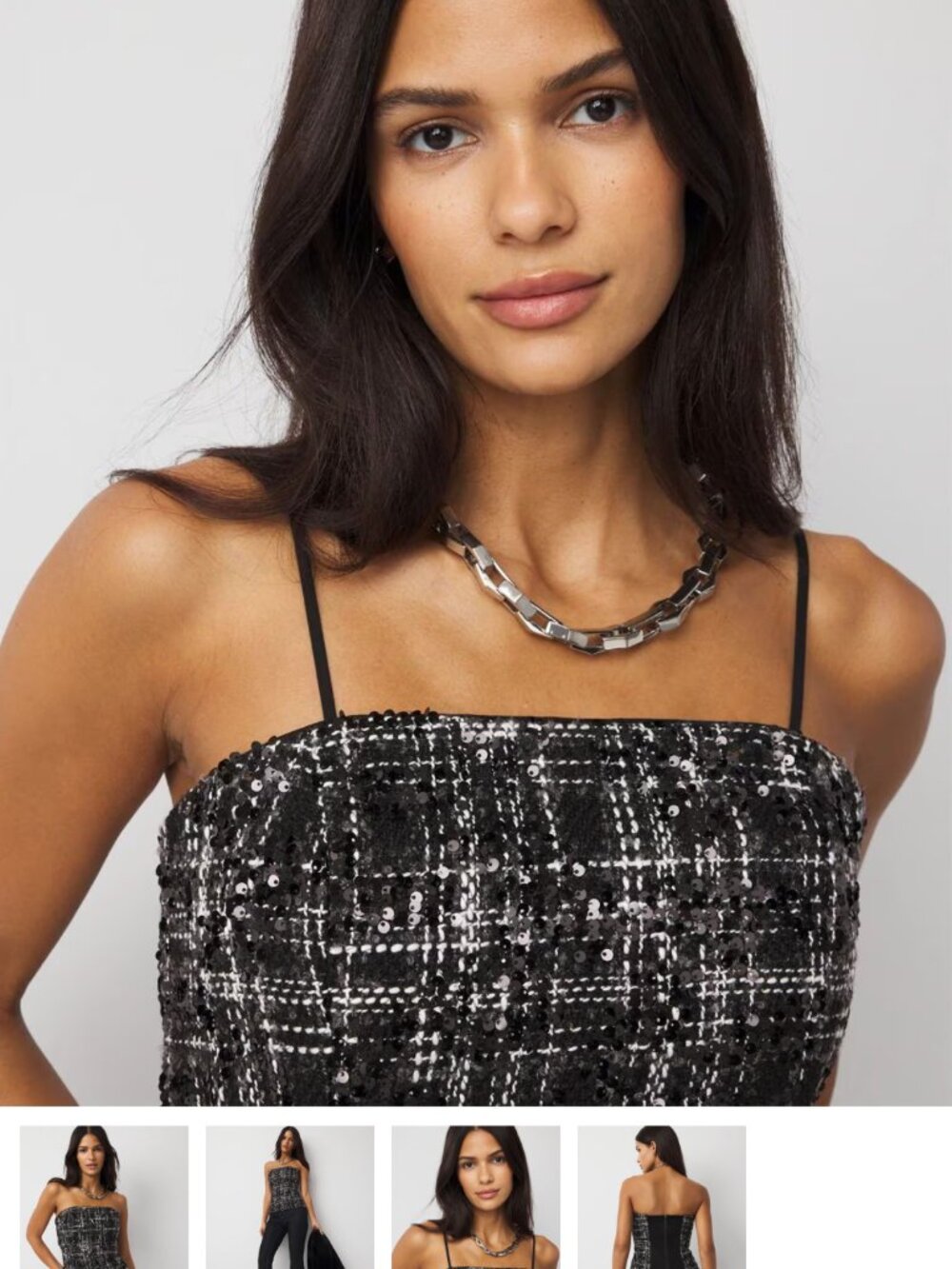 nwt WHITE HOUSE BLACK MARKET sequin plaid bustier 6